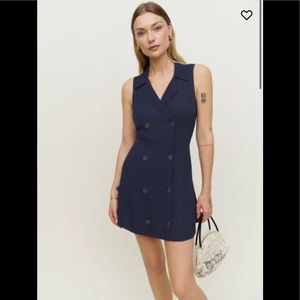 Reformation Leith Dress in Navy